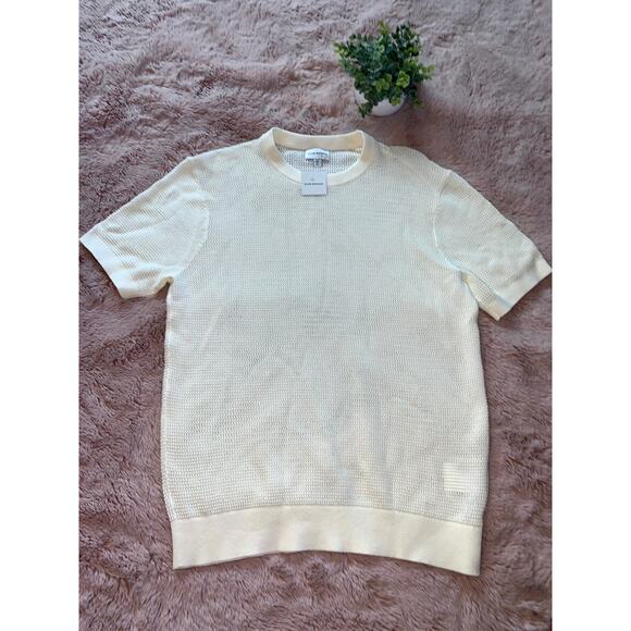 NWT Club Monaco Cream Short Sleeve Mesh Top - Picture 1 of 10